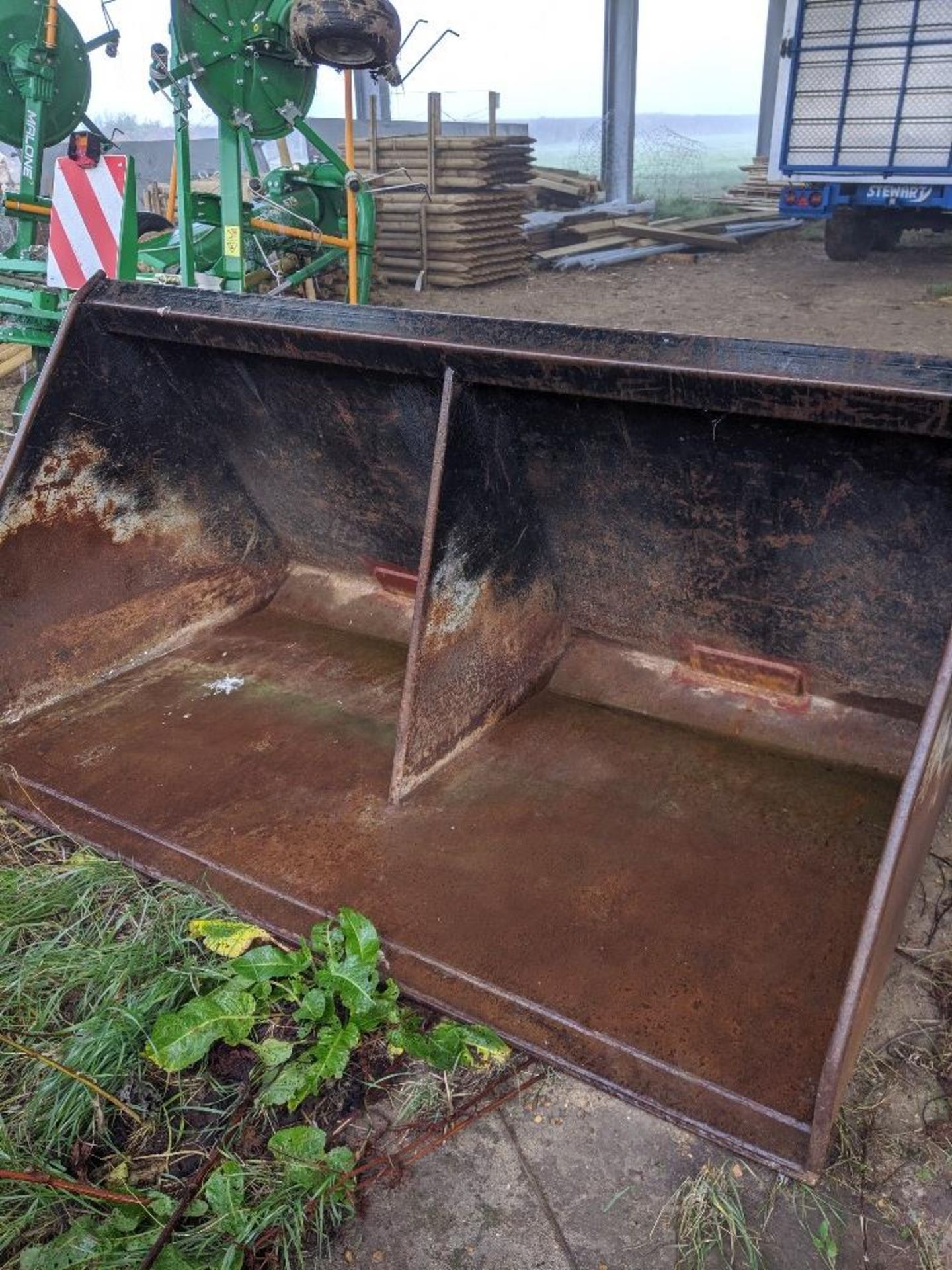 Telehandler Bucket, pin and cone brackets, internal measurements 2200mm wide, 1420mm deep,