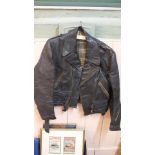 A vintage leather motorcycle jacket