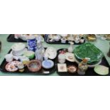 Victorian green leaf plates plus other china etc including two Copeland Spode fish decorated plates