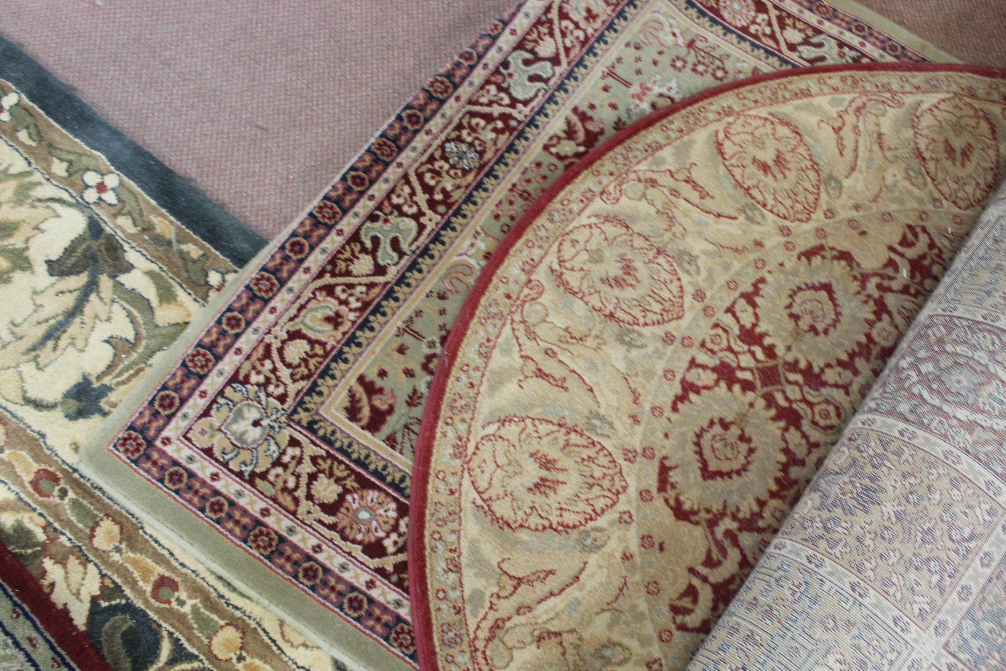 Three machine made Persian pattern rugs (one circular) plus a Laura Ashley style Aubusson tapestry - Image 3 of 3