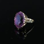 A 9ct gold ring set with large amethyst,