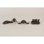 Four Japanese bronze animals (two signed)