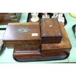 A mahogany canteen of fish eaters plus three Victorian boxes