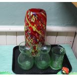 A Murano Art Glass vase plus three other pieces of glass