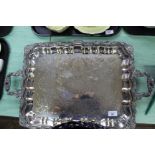 A silver plated two handled tea tray