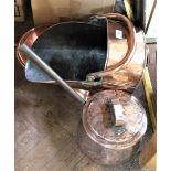 Three 19th Century copper items viz: large seamed saucepan with lid,