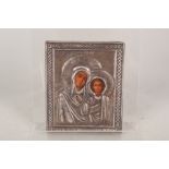 A silver framed Russian icon