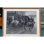 Alfred James MUNNINGS (1878-1959) Watercolour on paper of highwaymen on horseback stopping a coach,