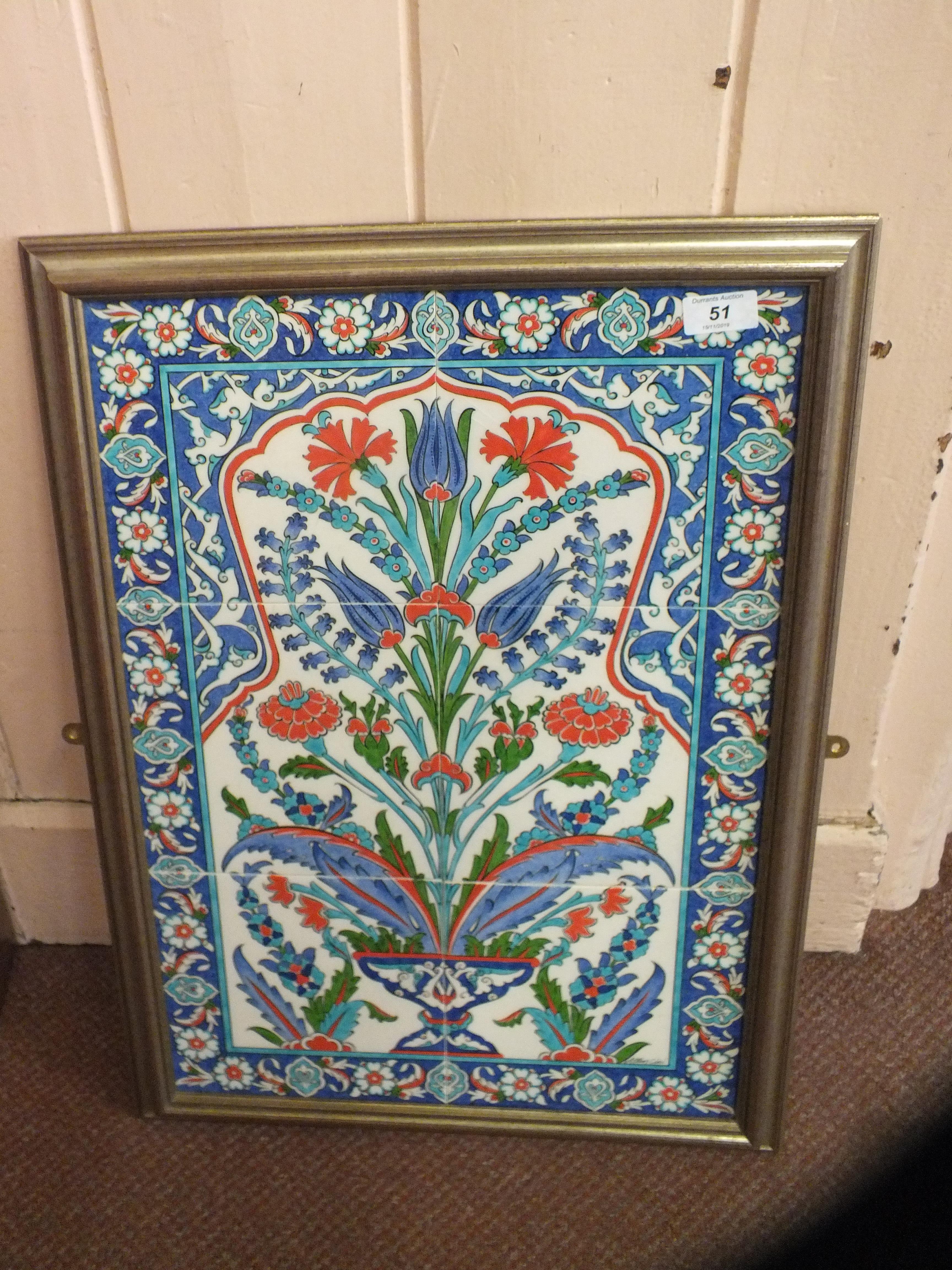 A floral tiled panel,