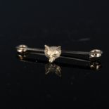 A 15ct gold fox head bar brooch