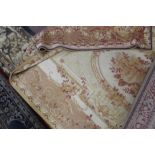 Three machine made Persian pattern rugs (one circular) plus a Laura Ashley style Aubusson tapestry