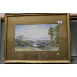 M Farquar watercolour of Severn Valley river view,