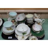 A Paragon Rose decorated part tea set plus other tea wares