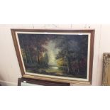 Ernens river and woodland scene oil on canvas,