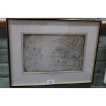 Sir Alfred Munnings etching of horse studies,