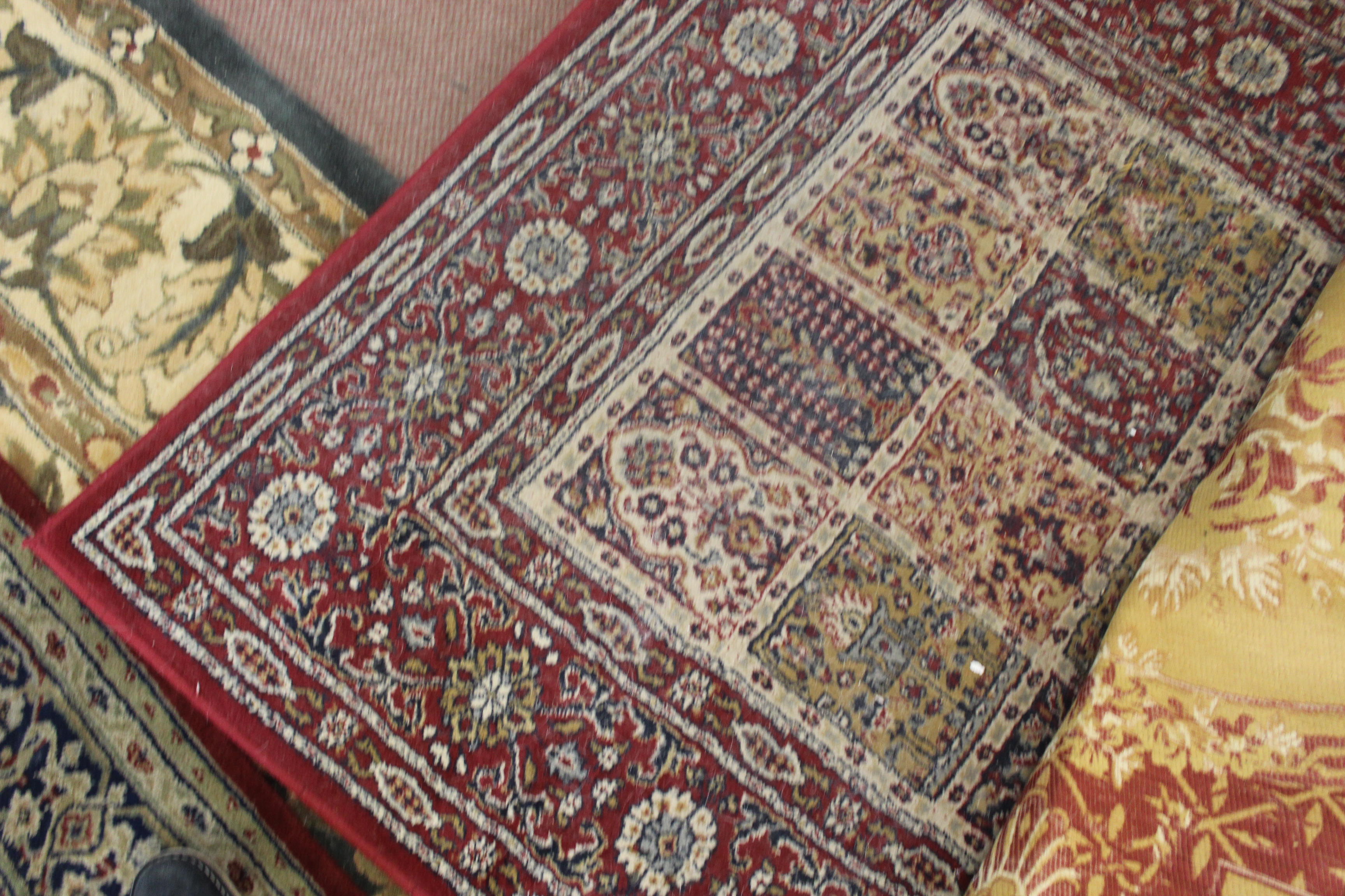 Three machine made Persian pattern rugs (one circular) plus a Laura Ashley style Aubusson tapestry - Image 2 of 3