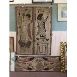 Five hand stitched tapestries of Egyptian theme,