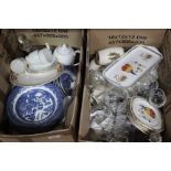 Various Willow pattern and other china,