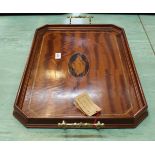 An Ottignons of Norfolk inlaid mahogany tea tray with shell paterae