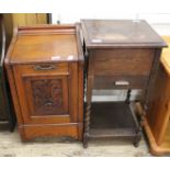 An Edwardian mahogany purdonium and an oak sewing workbox