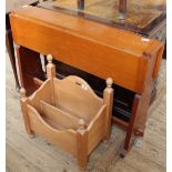 A vintage teak ship's table and a modern pine magazine rack