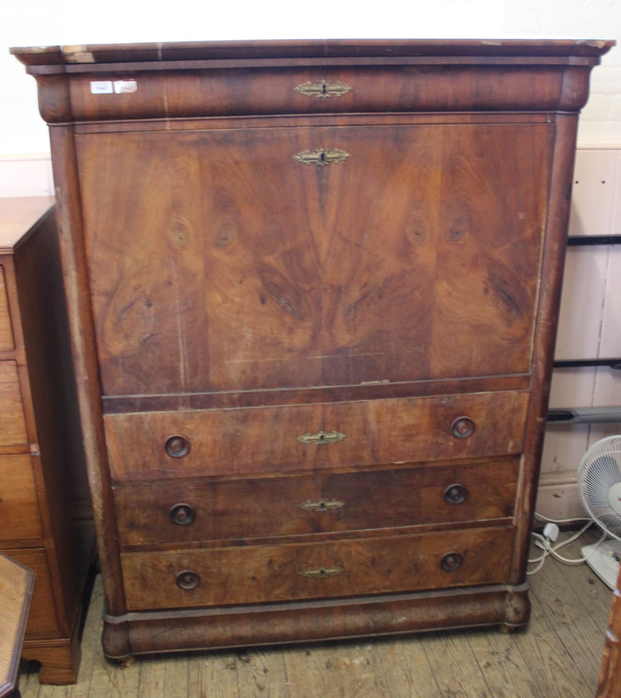 A 19th Century French walnut secretaire abattant