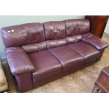 A good quality leather two seater sofa and a large armchair