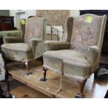 A pair of late Victorian French style armchairs