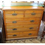 An Edwardian satinwood chest of two short and three long drawers with original plate handles