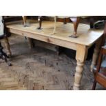 A long pine farmhouse kitchen table,