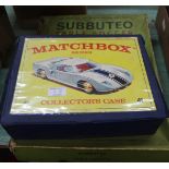 A Matchbox collectors case and models plus Subbuteo Continental Club edition table soccer