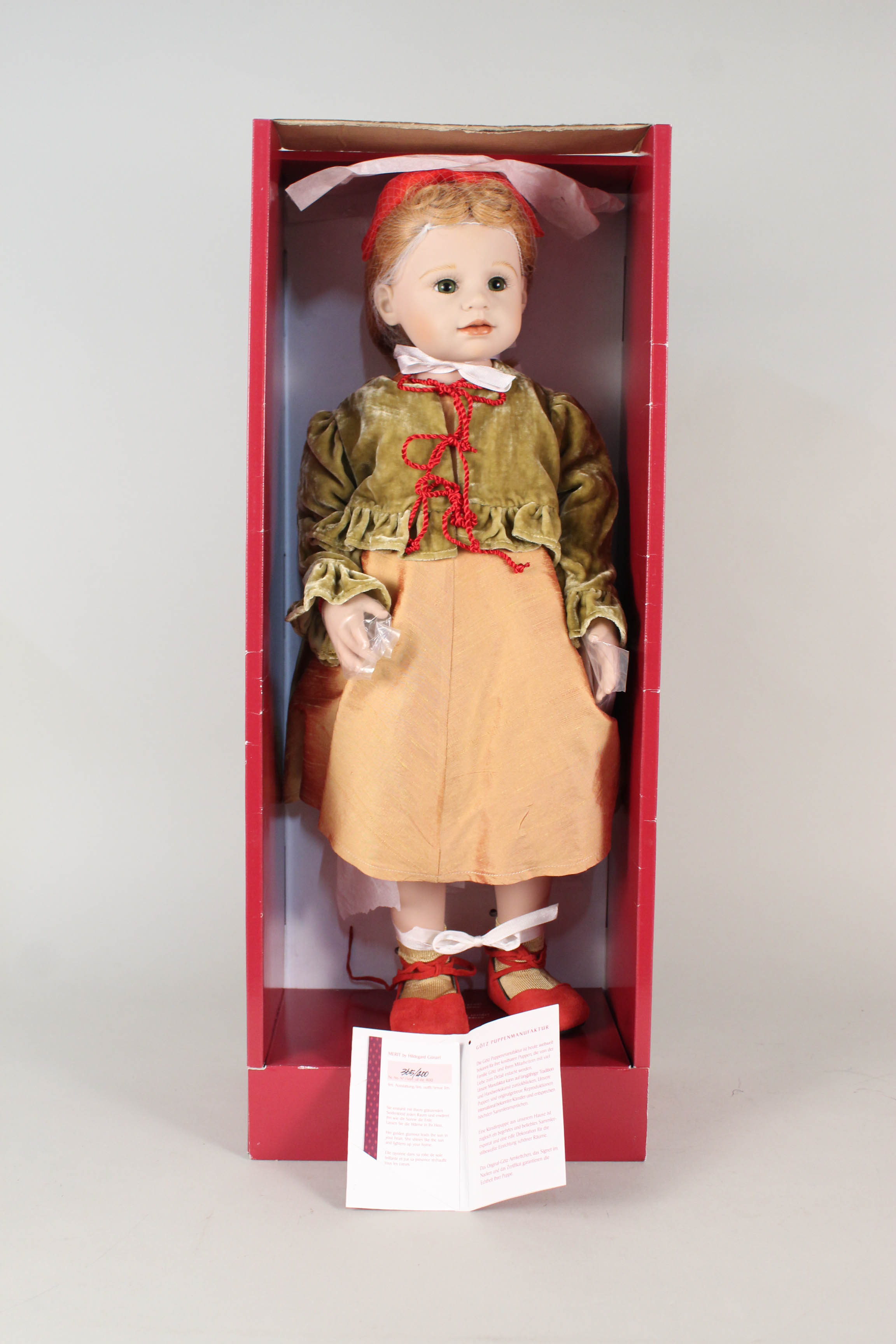 Götz doll, Merit by Hildegard Günzel, boxed with certificate, No.