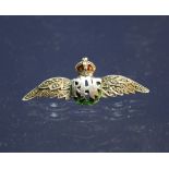 A 14ct white gold enamel decorated RAF sweetheart brooch