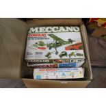 Three Meccano part sets, Combat, Space 2501 and French Plastic No.