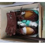 A pair of Officers brown leather shoes (size 9) with a pair of brown leather gloves and a leather