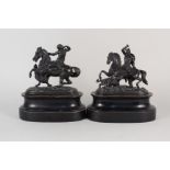 A pair of Victorian spelter hunters and huntresses