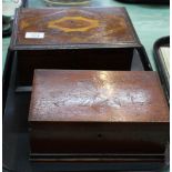 Two Victorian inlaid oak and mahogany boxes