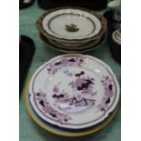 A 19th Century Manganese floral plate plus four others