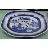 An 18th Century Chinese blue and white landscape meat plate,