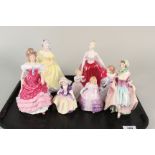 Royal Doulton figurines, Ninette HN 2379, Fiona HN 2694, Sweet Sixteen HN 3648, Reward HN 3391,