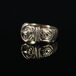 A 9ct gold buckle design ring,