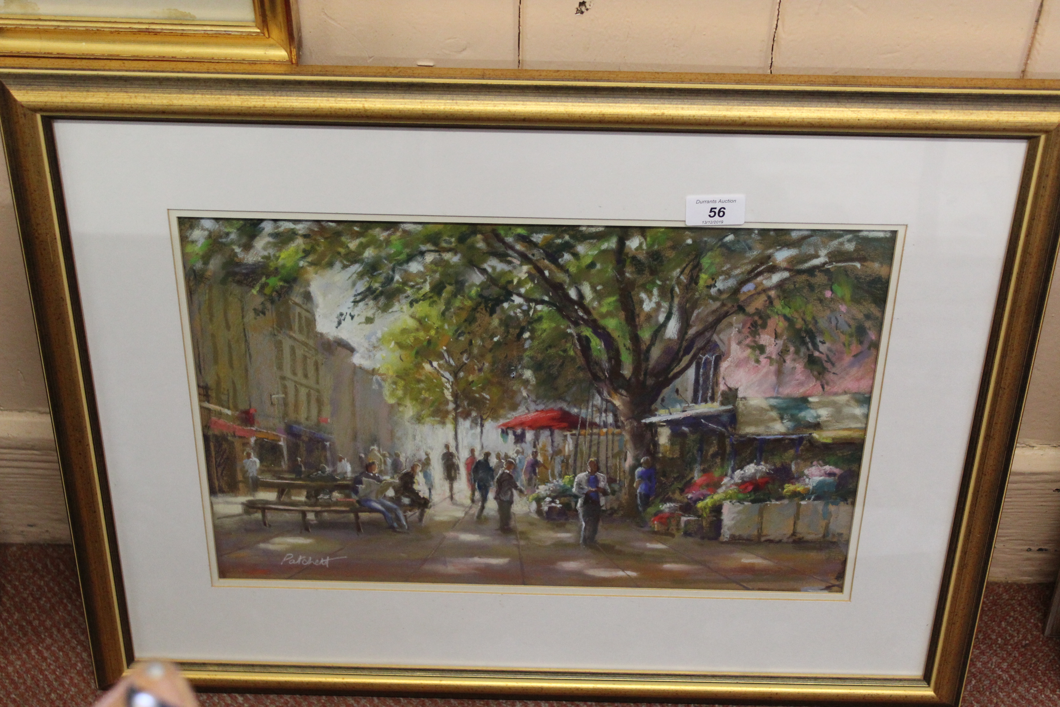 John Patchett pastel 'Sunlit Market, Norwich',