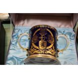 Boxed Spode 1973 blue and gilt tyg celebrating the engagement of the European community