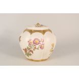 A Royal Worcester blush ivory floral lidded jar 1889, No.