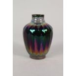 An early 20th Century high glazed mauve lustre vase, trace mark to base,