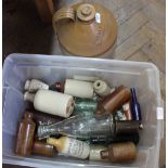 Stoneware flagon J Stallard & Sons Worcester plus various stoneware and glass ginger beer and