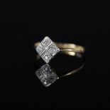 An 18ct gold and platinum diamond ring in Art Deco style,