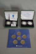 Two 1997 and Two 1998 UK Silver Proof 50 Pence Coin Sets and a Westminster 50 Pence Coin Set