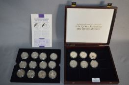 Silver $5 Commemorative Part Coin Set of 18 - H.M Queen Elizabeth, Queen Mother and Prince Charles