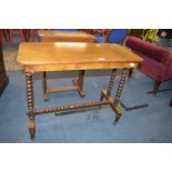 Victorian Side Table on Bobbin Turned Support and Brass Casters